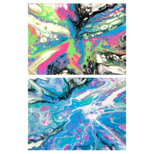 Ondes Chromatiques 1 et 2 - duo petits tableaux abstraits toiles - Noemie Pinard Art