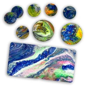 Kit aimants bleus foncé - orange - jaune - Noemie Pinard Art
