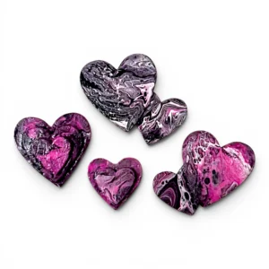 Kit aimants coeurs artisanaux abstrait roses - Noemie Pinard Art